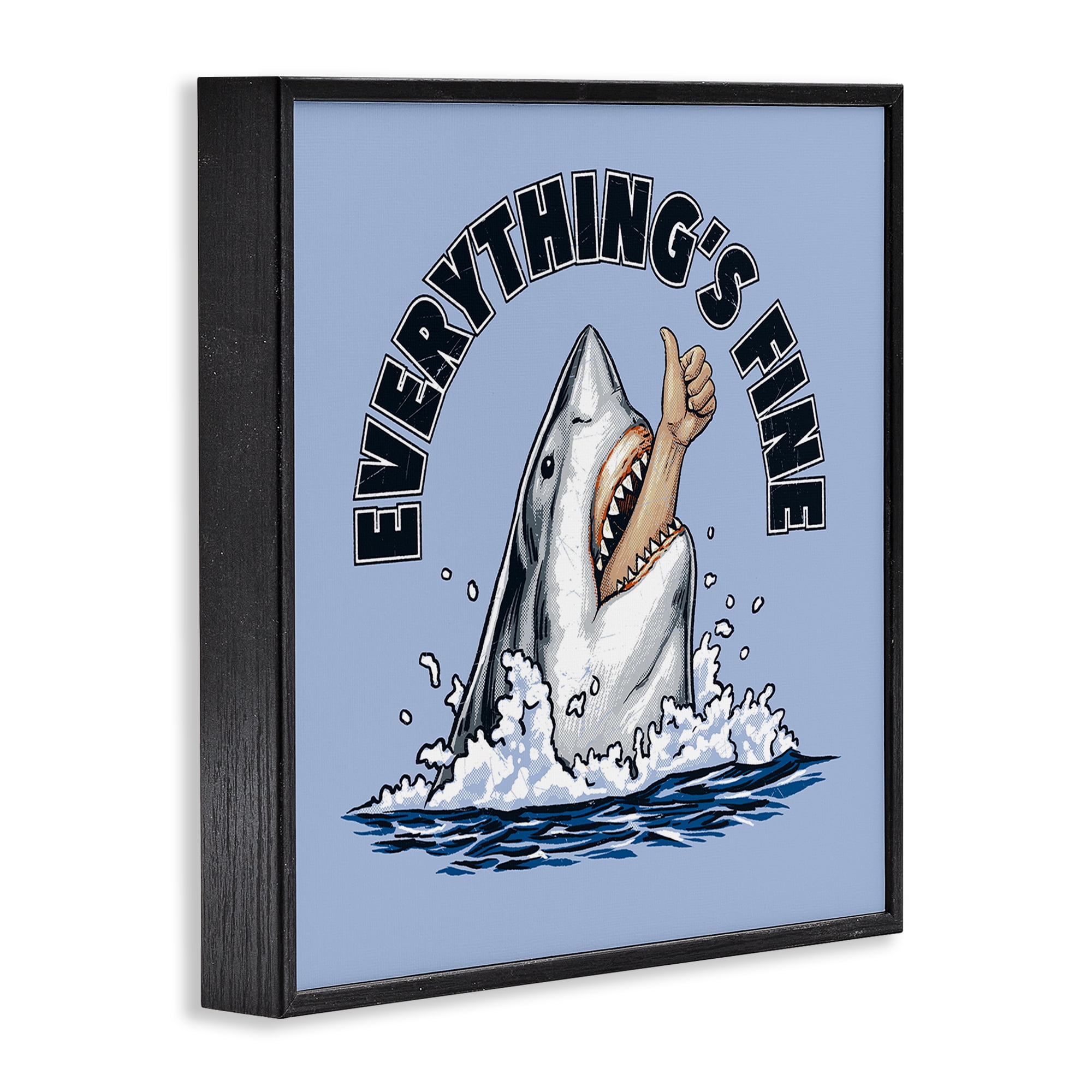 Everything's Fine Shark Bite Black Framed Giclee Art, design by Jedco Brands Inc.