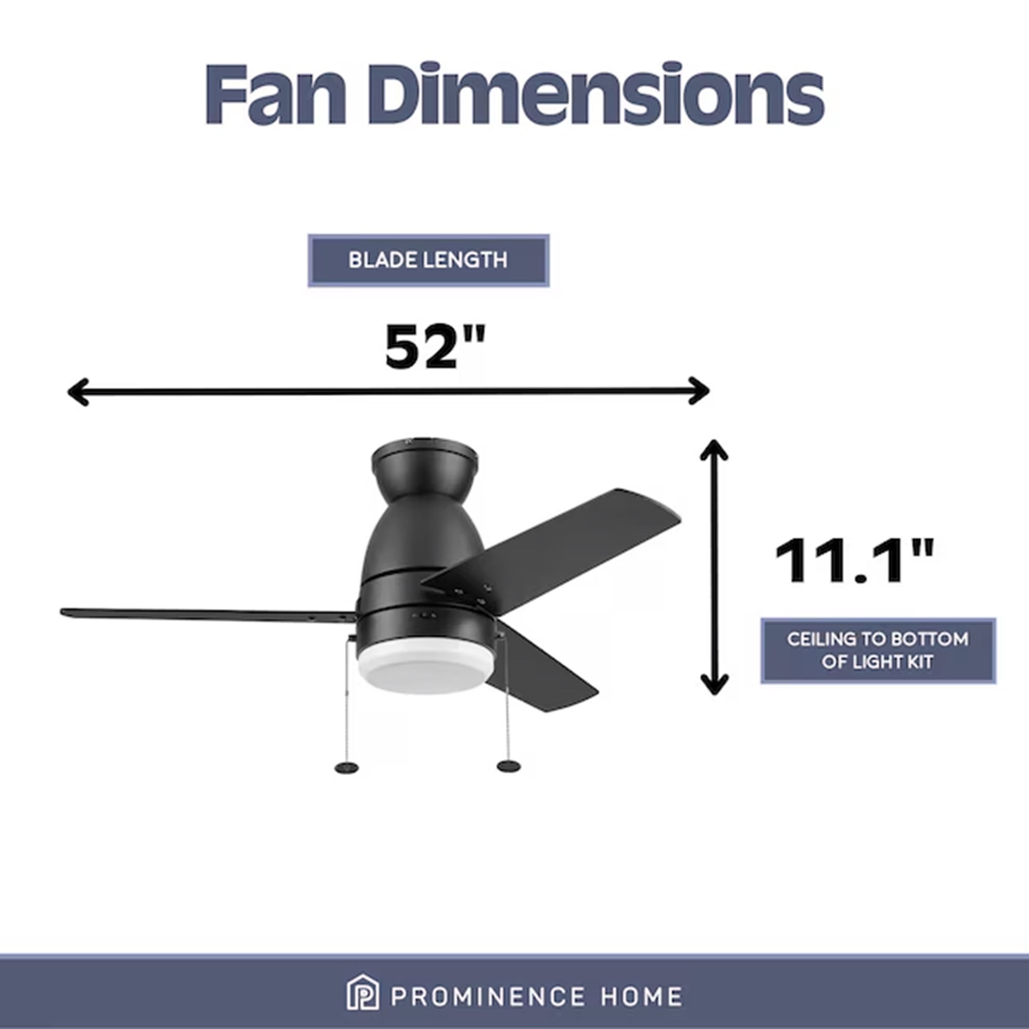 Prominence Home Fawn 44" Ceiling Fan w/Light, Remote, & 3 Blades, Black/Dark Chestnut