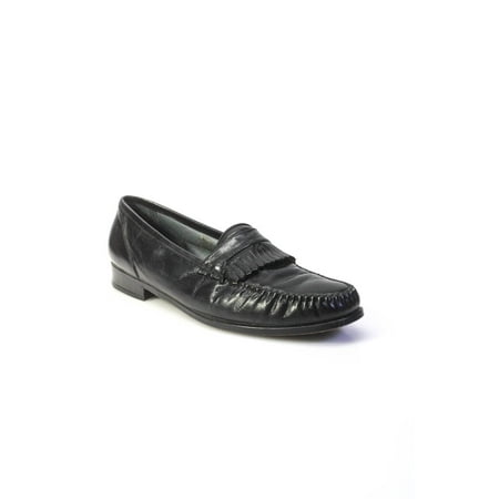 

Pre-owned|Town Craft Women s Frill Round Toe Leather Loafers Black Size 9 1/2