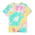 thumbnail image 2 of Fnooota Girls T Shirts, Short Sleeve Tie Dye Soft Crew Neck Summer Tops Yellow Size 7-8, 2 of 3