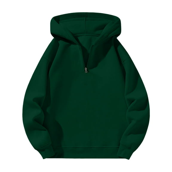 Duoif Womens Hoodies, Casual Half-Zip Sports Sweatshirt for Women - Loose Fit Womens Sweatshirt Blackish Green L