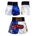 thumbnail image 3 of Kaerm Boys Muay Thai Boxer Shorts MMA Martial Arts Bottom Shorts Cage Fighting Grappling Trunks Blue&White XL/170, 3 of 4