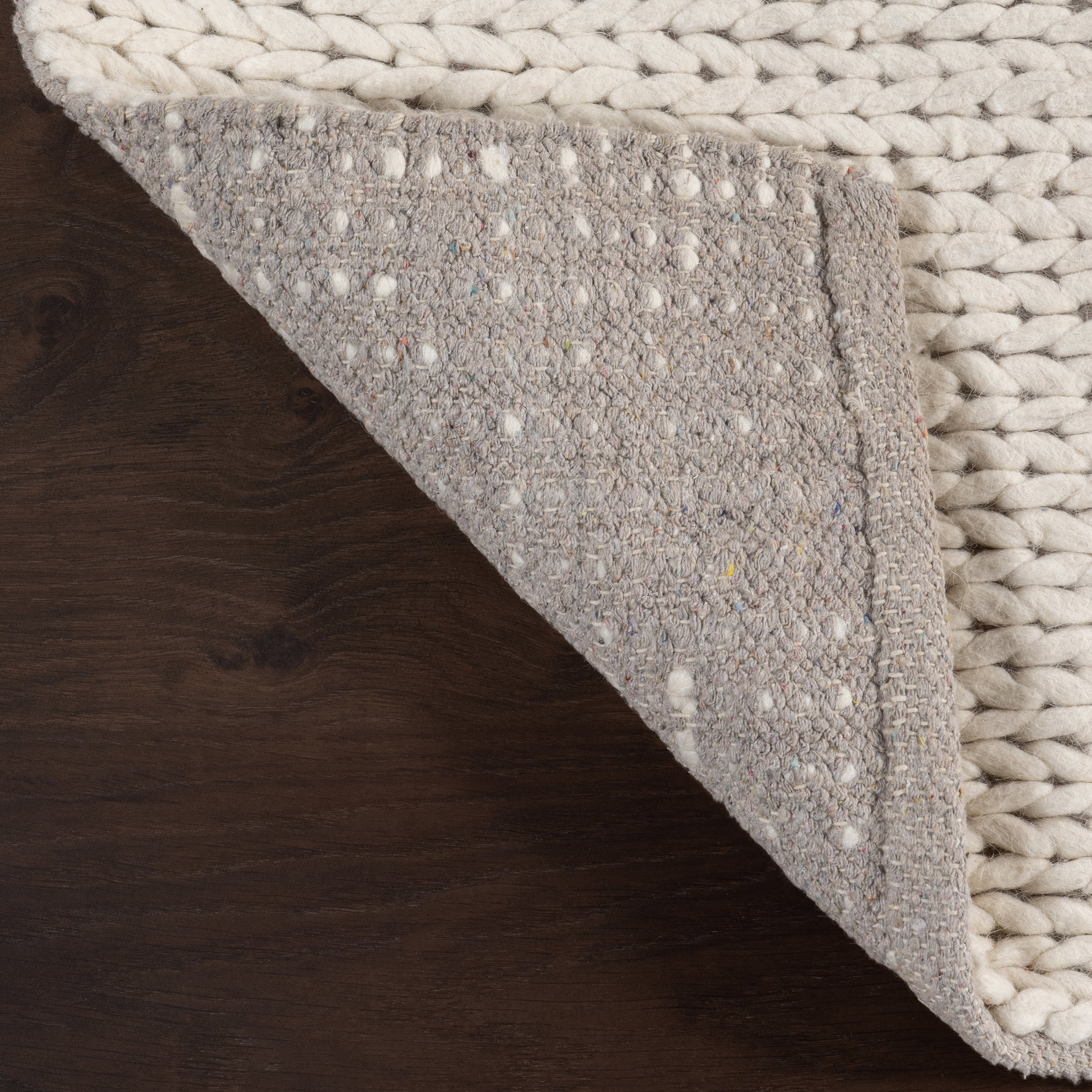 nuLOOM Braided Chunky Woolen Cable Rug, Light Grey Hand