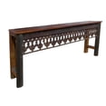 thumbnail image 2 of Farmhouse Style Lattice Carved Teak Wood Long Console | Unique Entryway Hall Table | Distressed Rustic Sofa Table | Mid Century Modern, 2 of 7