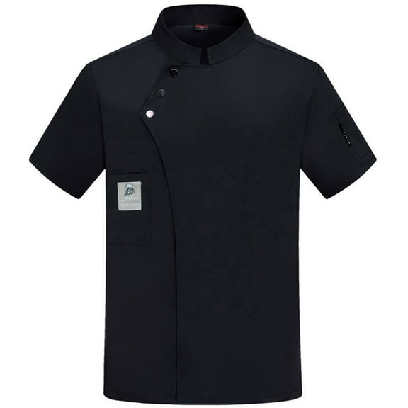 Men's and Women's Chef Work Jacket, Short Sleeve Kitchen Uniform Top for Restaurant Catering Bakery Hotel Staff Professional,Black 4XL