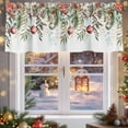 thumbnail image 5 of Christmas Ball Valances for Windows, 42 x 18in, Green Eucalyptus Leaves Winter Snowflakes Flower Rod Pocket Kitchen Valance Curtain Light Filtering Window Treatments for Living Room Bedroom, 1 Panel, 5 of 7