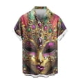 thumbnail image 5 of PNTUTB Carnival Fashion Print Men's Casual Collared Button Down Cardigan Short Sleeve Loose Blouse, 5 of 6