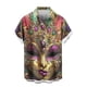 thumbnail image 5 of TaTaai ashion Men's Mardi Gras Turndown Collar Shirt, Printed Short-Sleeve Casual Button Top, Soft Fabric for Summer Casual Daily Outdoor Occasions Gift, 5 of 6