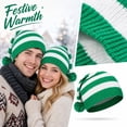 thumbnail image 4 of Lumtrix Christmas Knitted Elf Hats Santa Hat For Adults Xmas Beanie Winter Hats With Pompom Crochet Caps For Women Men Green One Size, 4 of 5