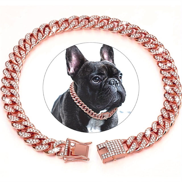 Sparkling Cuban-Style Dog Collar with Secure Buckle - Perfect for Your Furry Friend!