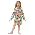 thumbnail image 6 of FORMRS Niños Bathrobe Unisex Hooded Robe Soft Plush Pajamas Sleepwear, Size 2-3T, Black Flowers Pattern, 6 of 7