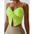 thumbnail image 2 of Arvbitana Women's Slim Yoga Cami Tops Solid Color Front Twist V-neck Vest Sleeveless Spaghetti Strap Slit Show Navel Cropped Camisole Party Streetwear, 2 of 6
