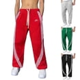 thumbnail image 2 of XINPING Mens Striped Sweatpants Y2K Straight Wide Leg Baggy Side Drawstring Pants Streetwear Athletic Pants Loose Spring Summer Fall XXL, 2 of 6