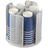 Paper Cup and Lid Holder Organizer Cup Dispenser Countertop, 4 Compartment Disposable Coffee Cup Dispenser Plastic Cup Storage Organizer for Breakroom Coffee Station Bar Buffet Kitchen Cabinet