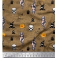 thumbnail image 1 of Soimoi Brown Rayon Fabric Hand,Snake & Skull Halloween Print Fabric by the Yard 42 Inch Wide, 1 of 1