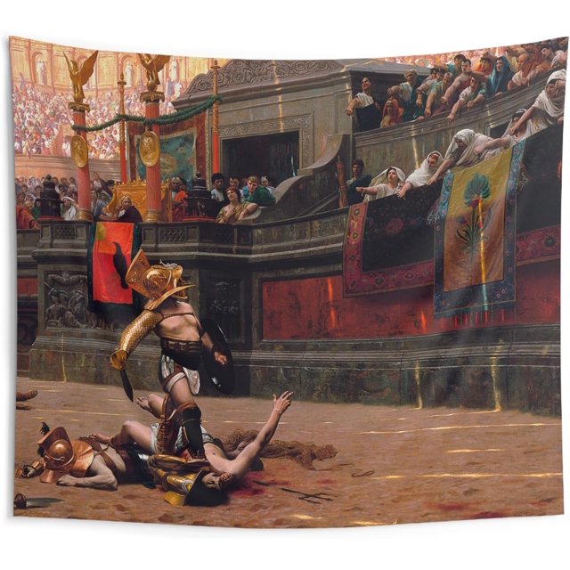 Roman Gladiator Tapestry - Pollice Verso (Thumbs Down) - Jean-Leon Gerome - Arena Home Decor - Rome Wall Hanging