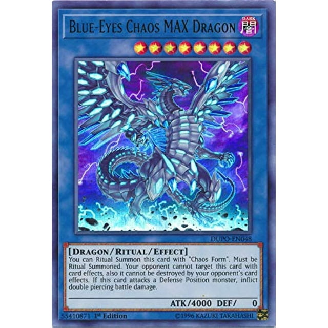 Tarjeta coleccionable Yu-Gi-Oh! Chaos MAX Dragon, primera edición de Blue-Eyes