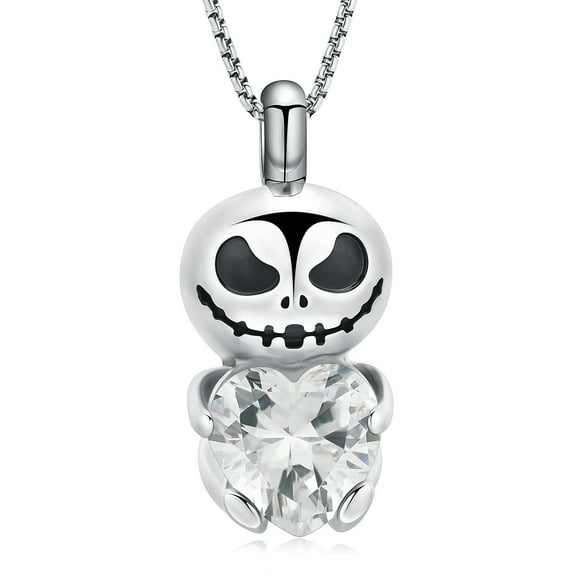 Birthstone Cremation Jewelry for Ashes for Pet / Human Vintage Skull Urn Necklace for Ashes Stainless Steel Memorial Urn Jewelry
