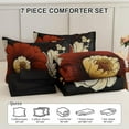 thumbnail image 7 of 7 Pieces Bed in a Bag Black Floral Comforter Set Queen Size Boho Flower Bedding Sets Lightweight for All Season, 7 of 7