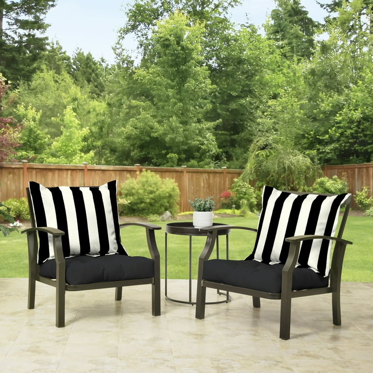 Free Shipping Better Homes Gardens 45 x 24 Black Stripe Rectangle Outdoor 2 Piece Deep Seat Cushion Walmart