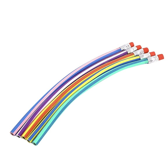 kkbbma under $5 Bendable Pencils, 10 PackChildren'sSoft Bendable Pencil, Colorful Stripe Flexible Study Pencil, Eraser Tip Bendy Magic Pencil,KidsEntertainment Writing Tool, Classroom Teen Stationery