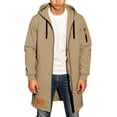 thumbnail image 4 of Mrmaere Men's Hooded Longline Coat with Pockets Casual Fashion Windproof Jacket for Daily Wear & Outdoor Activities Khaki M, 4 of 8