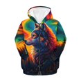 thumbnail image 6 of Uourmeti Colorful Sky Wolf Teen Girls Casual Hoodie Long Sleeve Soft with Pockets Loose Comfy Pullover for Daily Wear ​​Size 10-12​​, 6 of 7