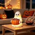 thumbnail image 4 of Halloween Candy Bowl Ghost Figurine, 6" Cute Resin Boo Ghost Statue with Warm LED Lighting, Halloween Decorations Indoor, Home Party Fall Decor for Porch Mantel Tabletop, Party Supply, 4 of 7