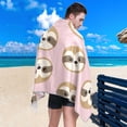 thumbnail image 4 of Yibo Sloth Pink Beach Towel Thick Quick Drying Lightweight for Travel Women Men, 4 of 7