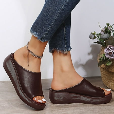 

KBODIU Women s Sandals Women Orthopedic Sandals with Arch Support Flat Thick Soled Fashion Casual Roman Sandals Summer Beach Sandals Wedge Shoes Brown 36