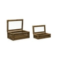 thumbnail image 2 of Creative Co-Op Woven Rattan Display Boxes with Glass Lids & Fir Wood Frame (Set of 2 Sizes), 2 of 5