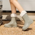 thumbnail image 2 of EHQJNJ Short Rain Boots for Women Punk Style Snow Boots Non Detachable with Cotton Inside Rain Boots Outdoor Rubber Water Shoes Rain Shoes for Women Arch Support, 2 of 5