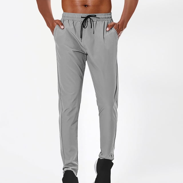 Mens Trouser Light Sweat Pants for Men Active Pants Drawstring Sweatpants Men Comfy Pants Men Lightweight Men's Pants (Gray,L)