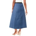 thumbnail image 3 of Jessica London Plus Size Stretch Denim Long Skirt, 3 of 6