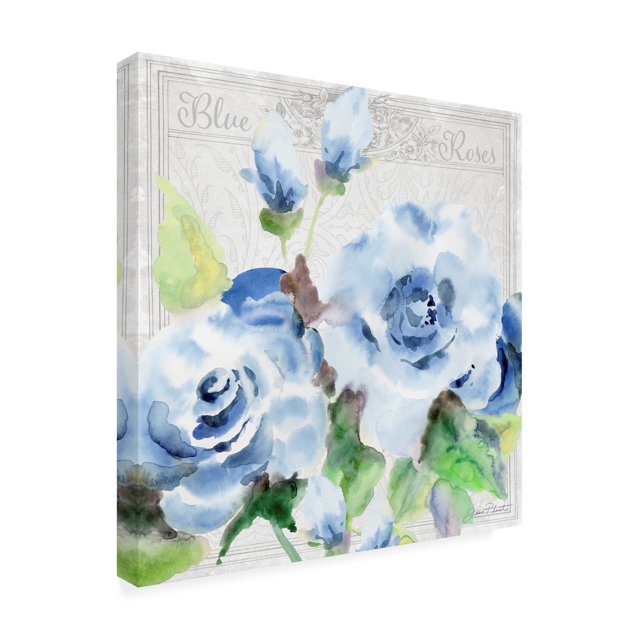 Canvas Wall Art - Jean Plout 'Watercolor Roses A' Wall Art for Living Room, Bedroom, or Office Décor by Trademark Fine Art - 24 x 24 Inches