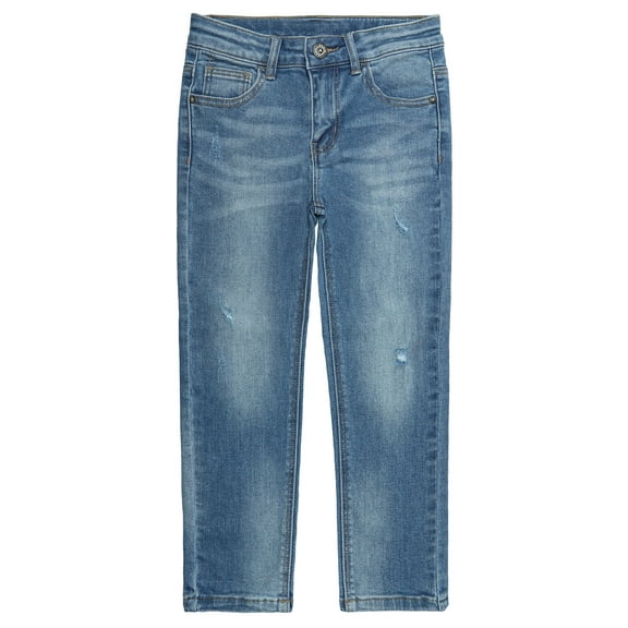 KIDSCOOL SPACE Little Girls Jeans,Elastic Band Inside Ripped Strechy Slim Fit Denim Pants