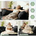 thumbnail image 6 of Muumblus 61" Oversized Round Boneless Lounge Chaise Chair Indoor, Corduroy Deep Seat Cloud Couch Sleeper Sofa Bed with 3 Pillows, No Assembly Barrel Chair for Living Room, Gray, 6 of 9