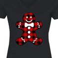 thumbnail image 4 of Inktastic Buffalo Plaid Gingerbread Man Women's V-Neck T-Shirt, 4 of 5