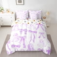 thumbnail image 2 of jejeloiu Cartoon Bowtie Bow Bedding Comforter Set 7 Pieces,Kawaii Halloween Ghost Full Bedding Set,Gradient Purple White Fitted Sheet Flat Sheet For Girl,Microfiber Room Decor Reversible, 2 of 8