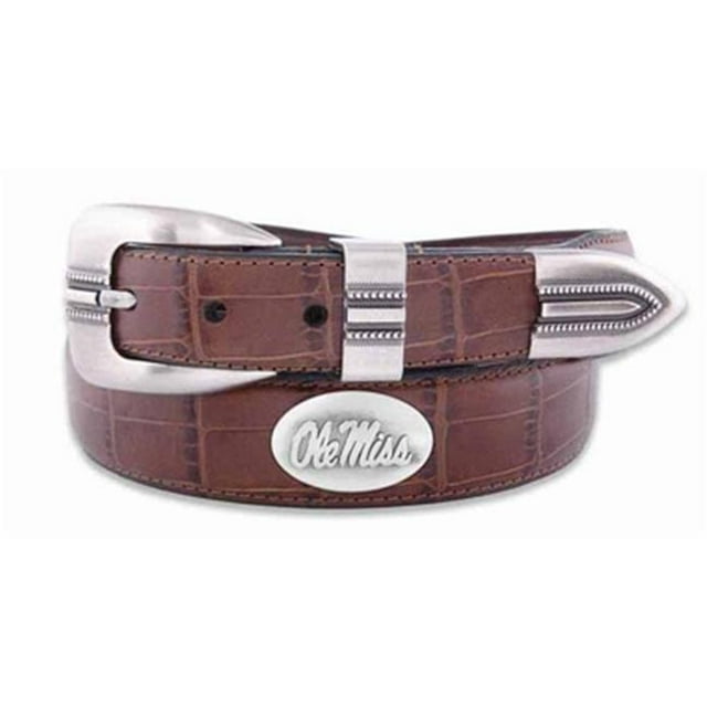 OLE Miss Concho Croc Tan Leather Belt, 32 Waist