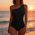 thumbnail image 2 of PNTUTB Summer Swimwear for Women Stylish Solid-Color One-Shoulder One-Piece Swimsuit with Tummy-Tucking Effect and Removable Straps, 2 of 7