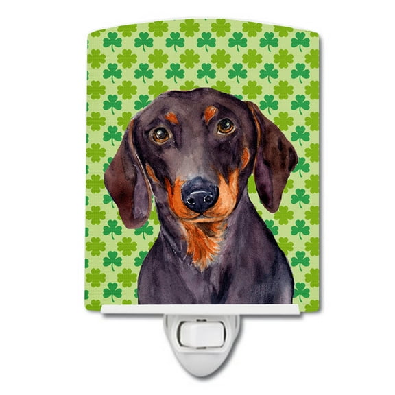Caroline's Treasures LH9178CNL Dachshund St. Patrick's Day Shamrock Portrait Ceramic Night Light, 6x4x3", multicolor