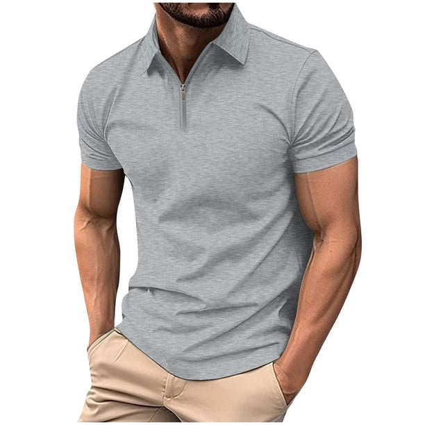 pstuiky camisetas de hombre, Camisa informal de manga corta y cuello redondo para hombre, color liso, talla grande, media manga camisetas de hombre xl