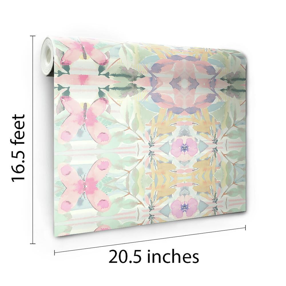 Synchronized Floral Pink Peel and Stick Wallpaper