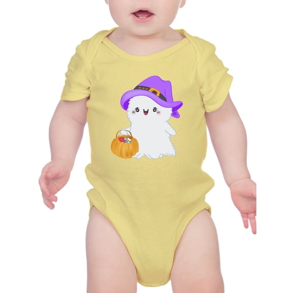 Fluffy Ghost W Pumpkin Bodysuit Infant -Image by Shutterstock,  24 Months