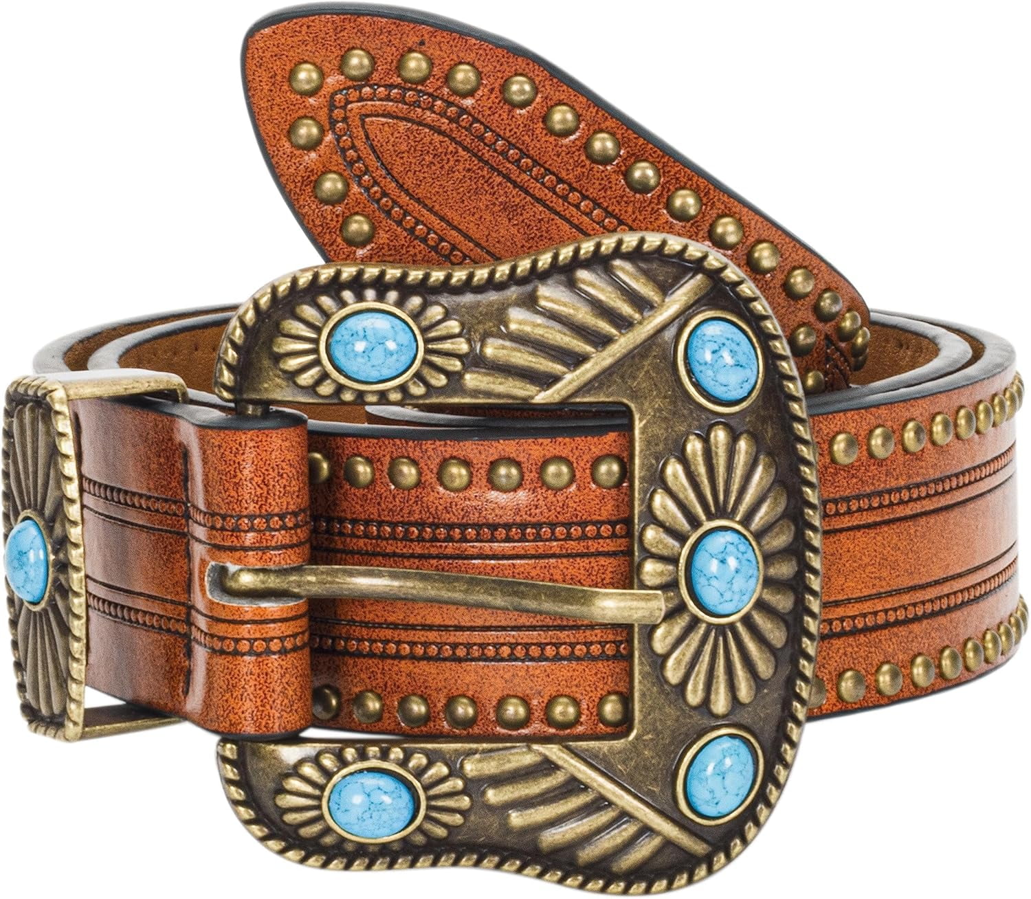 Women Vintage Y2k Belt Concho Rivet Leather Belts Western Cowgirl