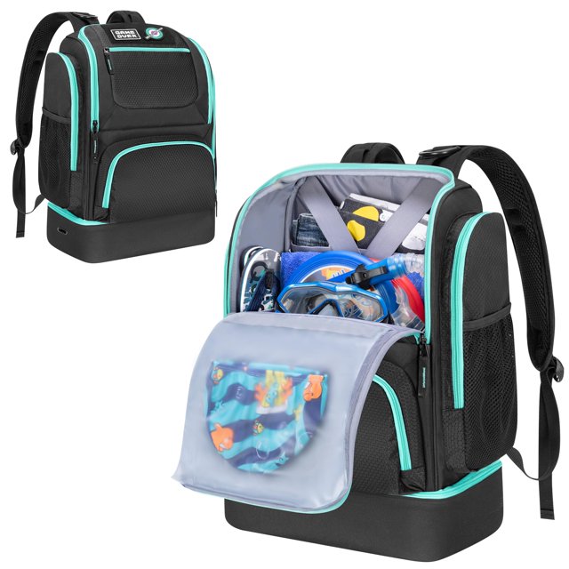Mochila de natación GOBUROS con compartimento para calzado y bolsa separada para seco y húmedo