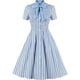 thumbnail image 3 of Vestido vintage para mujer de los años 50 con estampado de rayas y cuello con lazo, vestido retro rockabilly casual de manga corta, vestidos de fiesta Audrey, 3 of 5