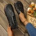 thumbnail image 6 of Clearance Womens Sandals, Xunlbb Women's Fashion Casual Summer New Large Size Hollow Carved Flat Round Toe Low-Top Shallow Sandals(Black,Size:36), 6 of 9