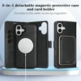 thumbnail image 2 of Allytechgroup 3 In 1 Magnetic iPhone 16e Case with Detachable Wallet & Card Holder, Compatible with Mag-safe PU Leather Folio Cover RFID Protection Phone Case for Apple iPhone 16e,Black, 2 of 7